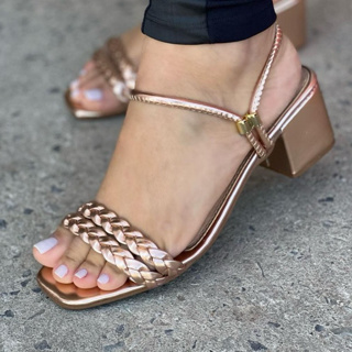 Sandalia Feminina Bloco Baixo Tamanco Salto Saltinho Médio Confortável Ajustável em Oferta na Shopee