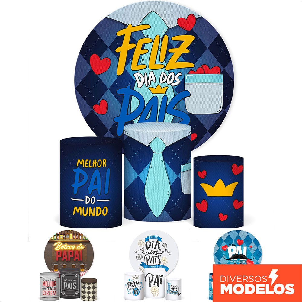 Trio Capas Cilindro E Painel Redondo Dia dos Pais Sublimado 3d C/Elástico Decoração Veste Fácil em Oferta na Shopee