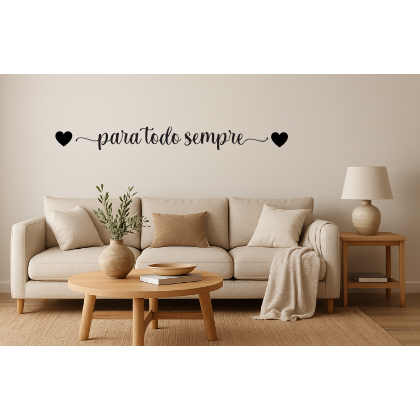 Aplique de parede frase em mdf 3mm PARA TODO SEMPRE / acompanha dupla face