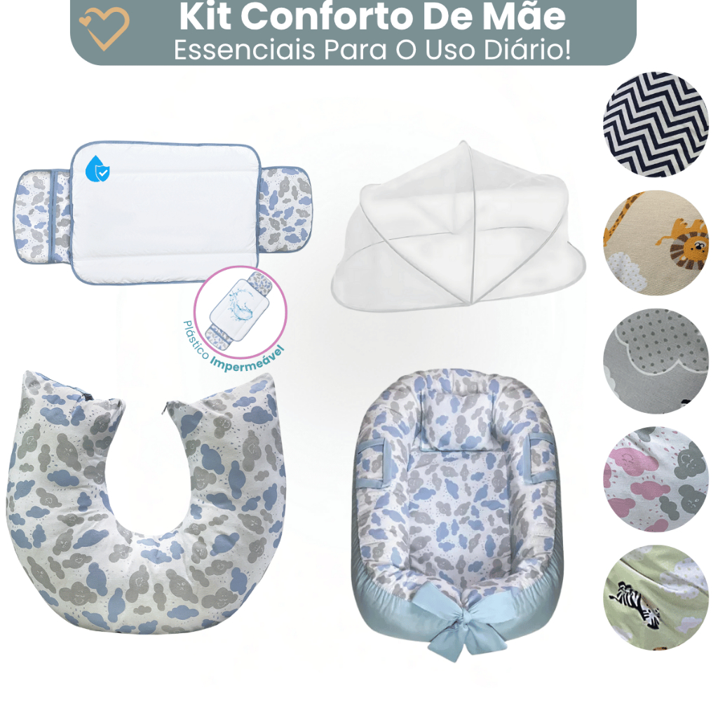 Ninho Redutor de Berço Para Bebe com Mosquiteiro Almofada Amamentação e Trocador Portatil Algodão em Oferta na Shopee