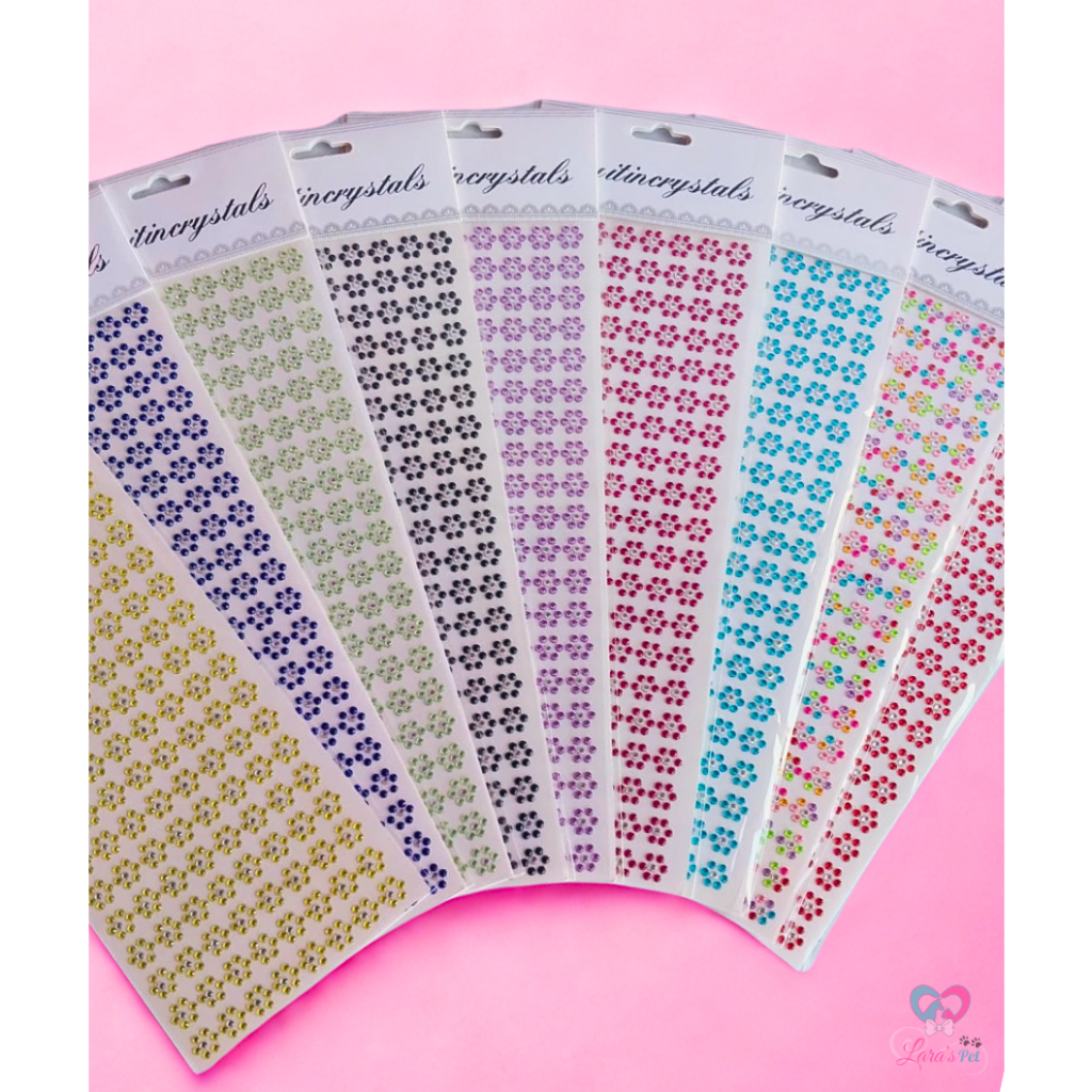 Cartela de Brilho Adesivo para Pet - 4 unidades com 160 adesivos - Cores variadas
