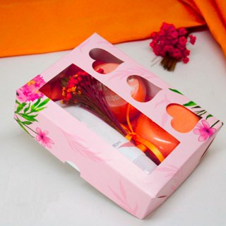 10 - Caixas com Visor trio de corações Rosa para presentes, 12 doces ou lembrancinhas  (16x12x4) em Oferta na Shopee