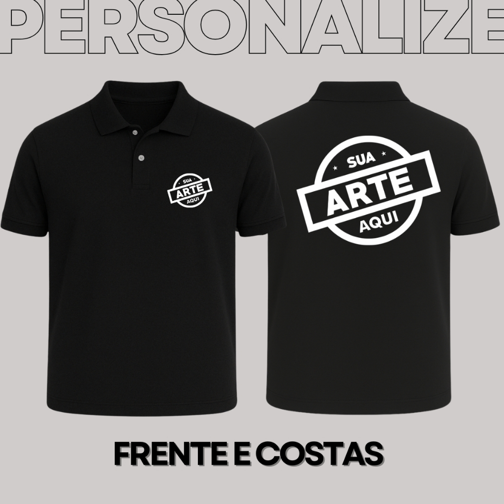 Camisa Polo Plus Size Personalizada Frente E Costas Piquet Algodão Uniforme Empresa Logo em Oferta na Shopee