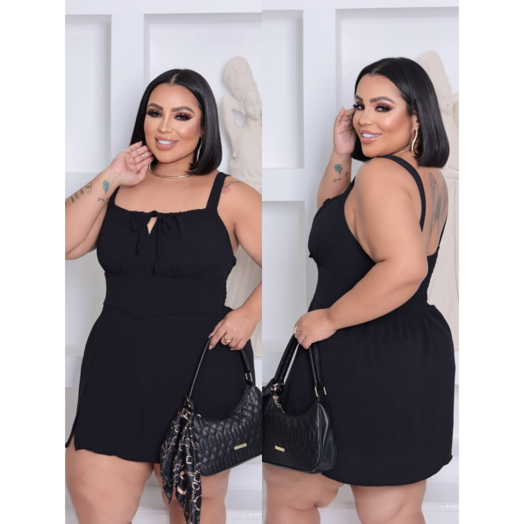 Macaquinho Feminino Short Saia Duna Plus Size com Lastex nas Costas ENVIO RAPIDO em Oferta na Shopee