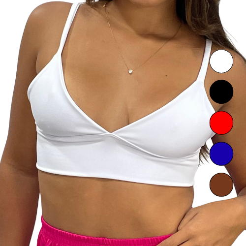 Top Cropped Feminino Alcinha Decote Suplex Premium Tecido Duplo Carioca