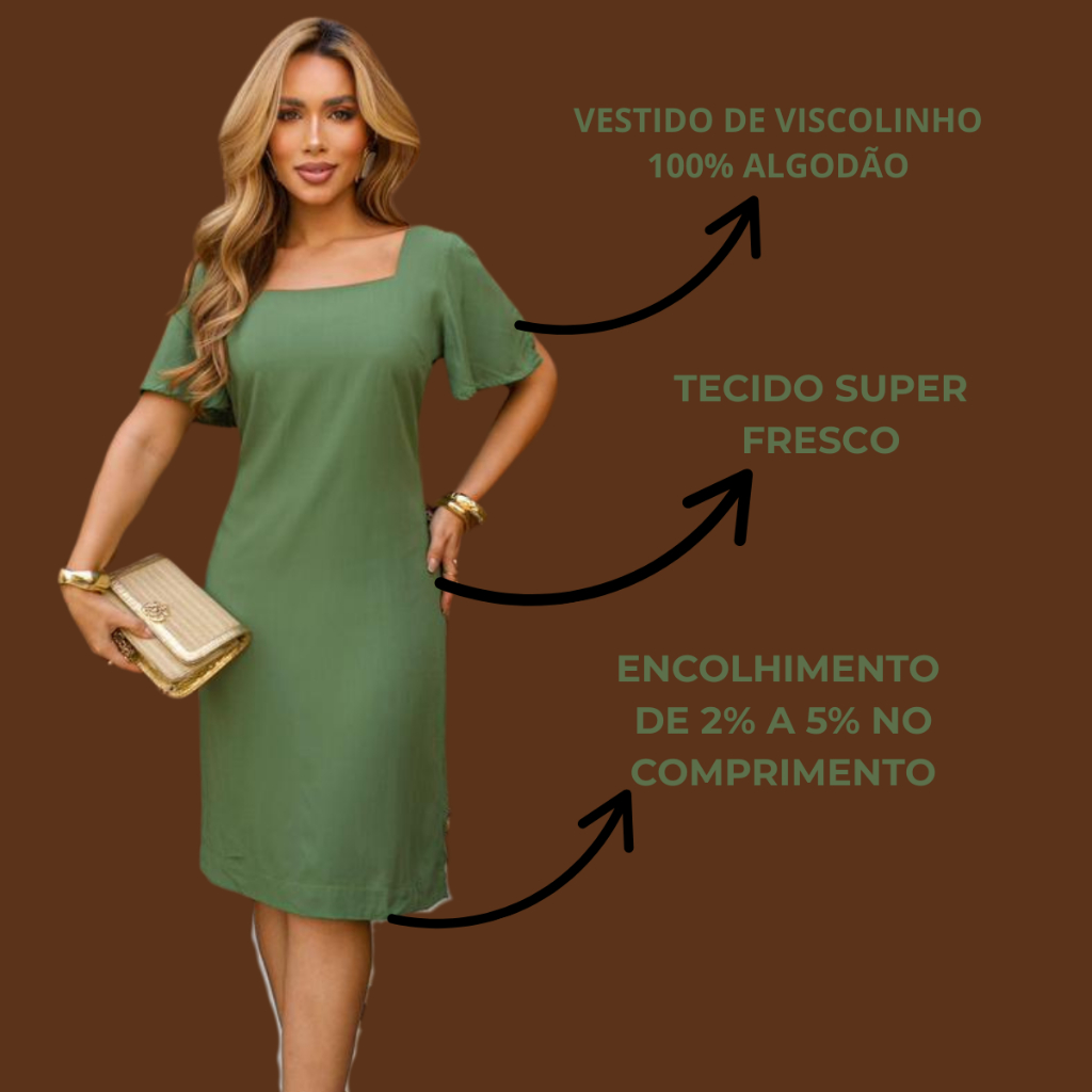 Vestido Barato Fresco Com Manga Feminino fresco liso elagante confortavel