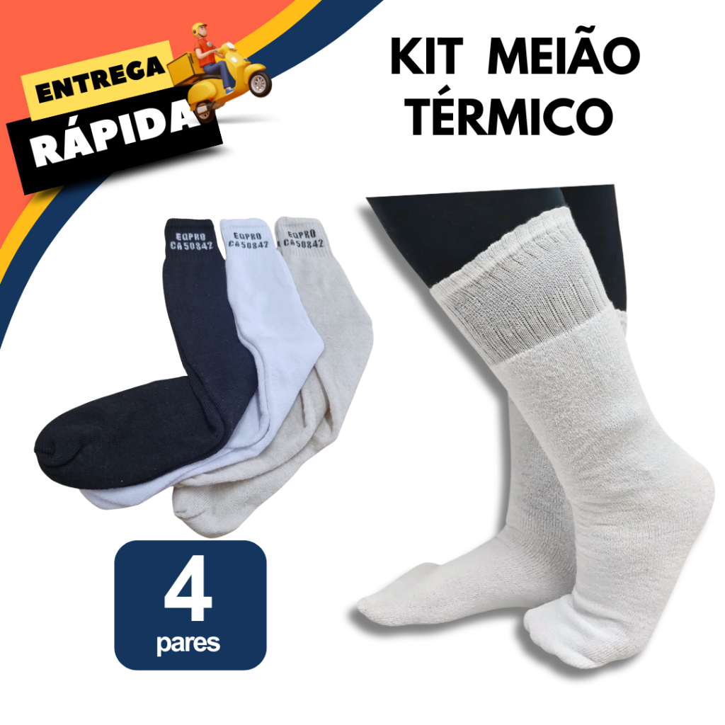 Meia Meião Termico Frigorifico EPI para Câmara Fria e Ambientes Refrigerados Proteção no Frio Extremo Pes Quente no Frio
