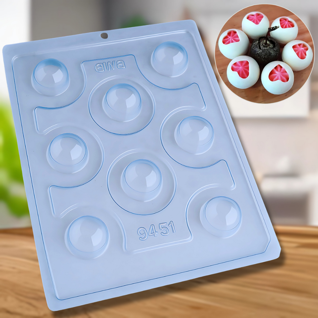Forma BWB Esfera com Coração 30mm com silicone (3 partes) Reutilizável Chocolate 9451-  Peso Médio:15g em Oferta na Shopee
