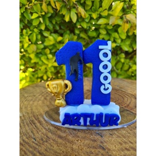 VELA EM BISCUIT TEMA FUTEBOL COM NOME E PAVIO em Oferta na Shopee