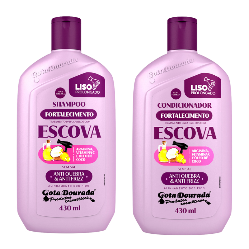 Shampoo e Condicionador Escova  Gota Dourada - Embalagem Econômica de 430ml cada em Oferta na Shopee