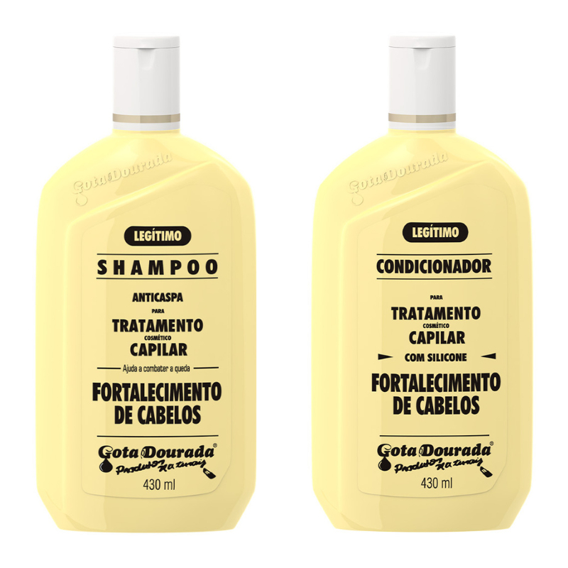 Shampoo e Condicionador Fortalecimento Gota Dourada - Embalagem Econômica de 430ml cada em Oferta na Shopee
