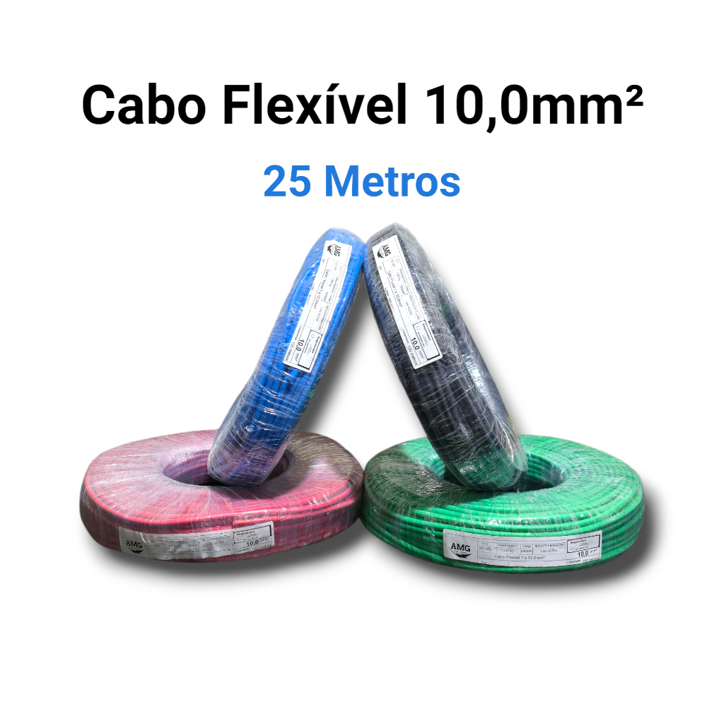 FIO CABO ELÉTRICO FLEXÍVEL 10,0 mm² - 25 METROS