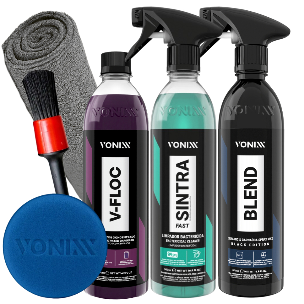 Kit Shampoo V-Floc pH Neutro Cera Blend Black Spray Sintra Fast Vonixx