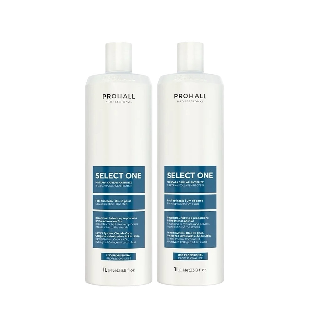 2 Prohall Escova Progressiva Sem Formol Select One 1 Litro.nf