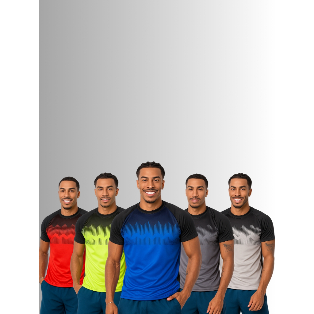 KIT 5 Camisa Masculina DRYFIT Roupa de Academia Para Corrida Musculação Respirável