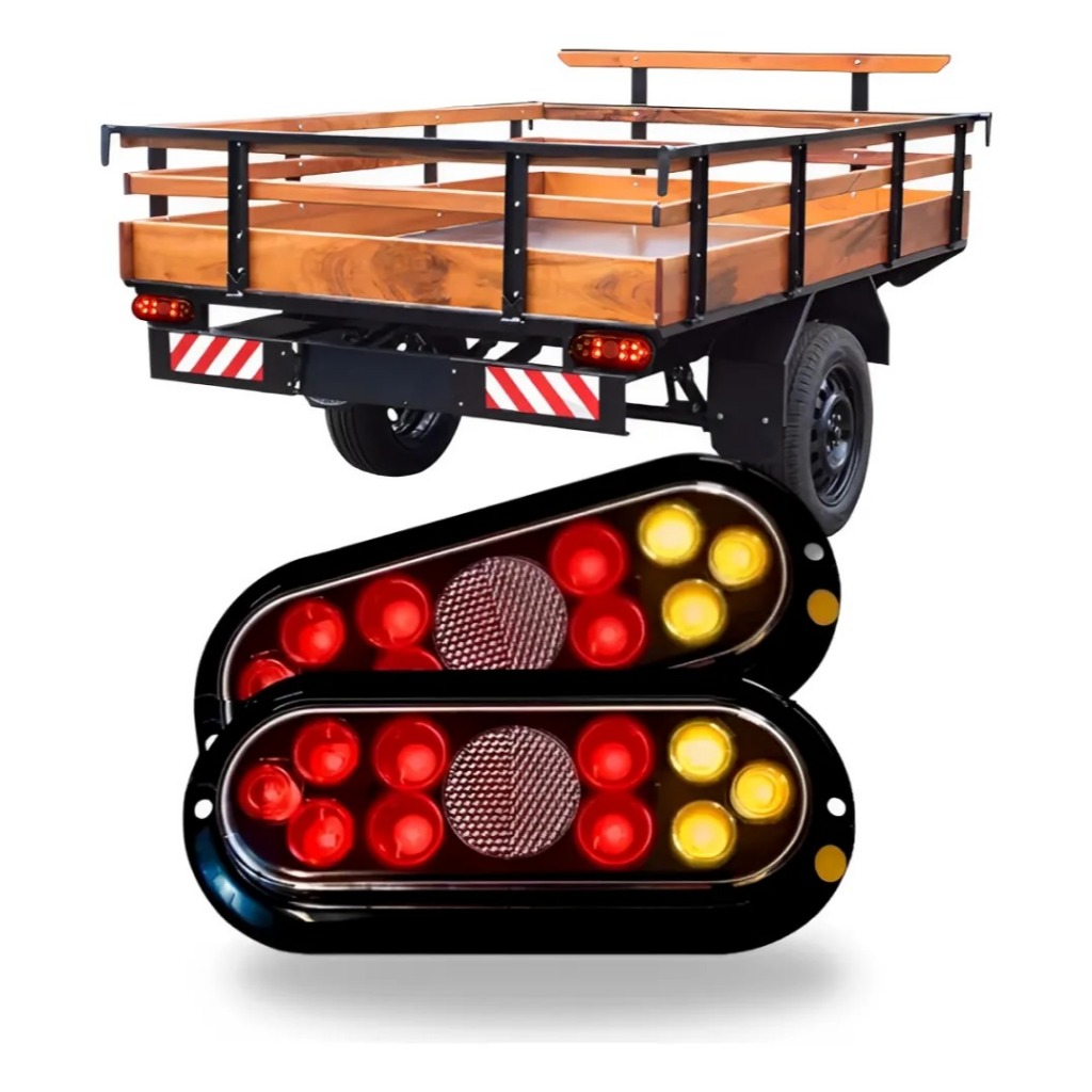 par lanternas traseira led cristal branca 12v carretinha carreta carroção gaiola a prova de agua