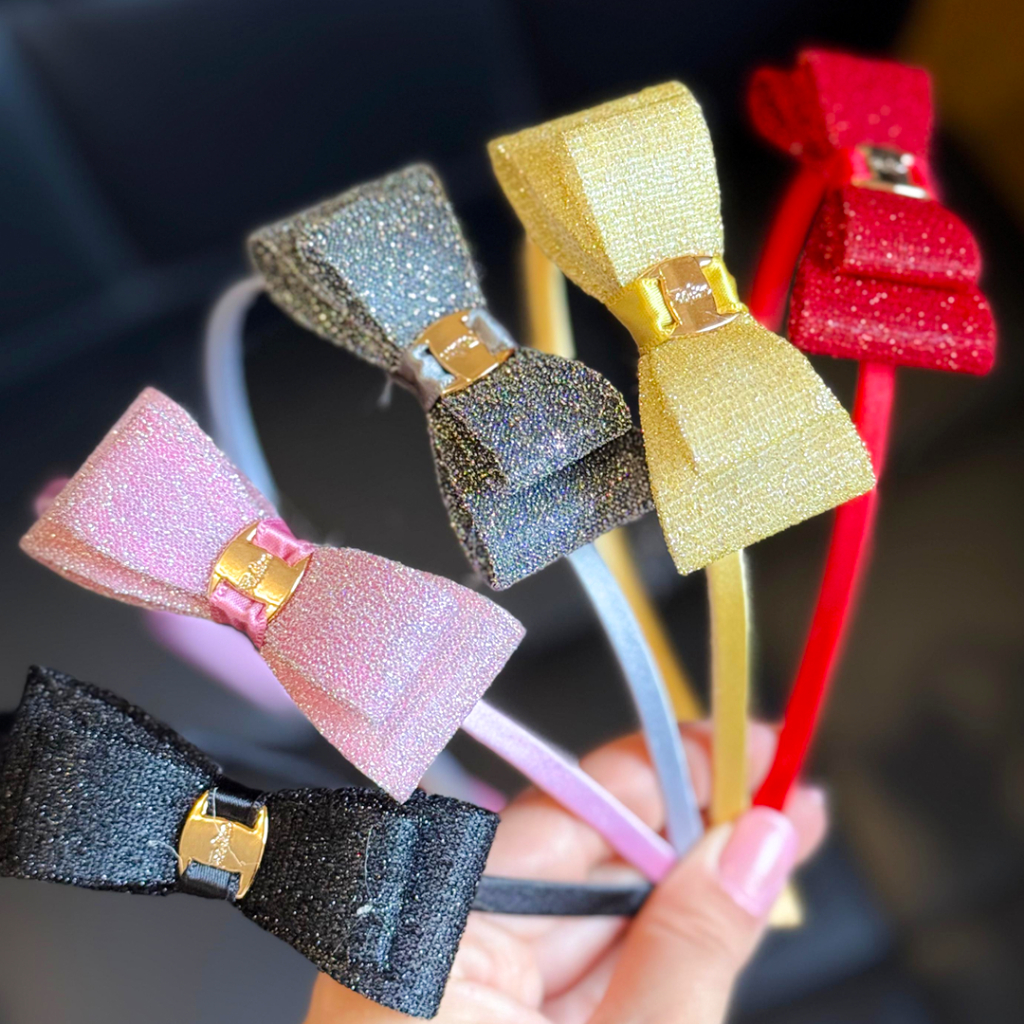 Tiara Infantil Arquinho de Cabelo Laço Lacinho Delicado Brilho Colorido