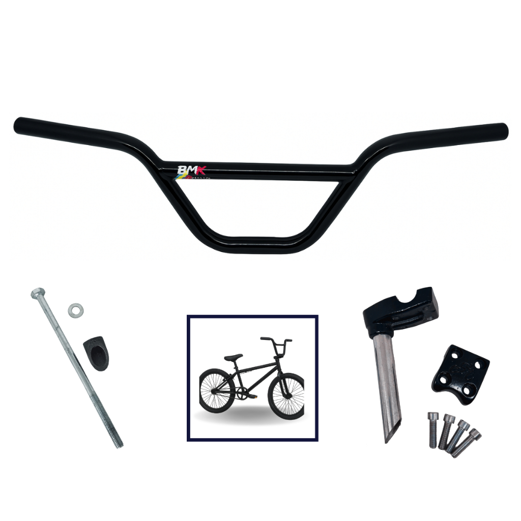 Kit Guidão BMX Alto Com Suporte E Expander Para Bicicleta Cross 22mm 590mm Preto em Oferta na Shopee