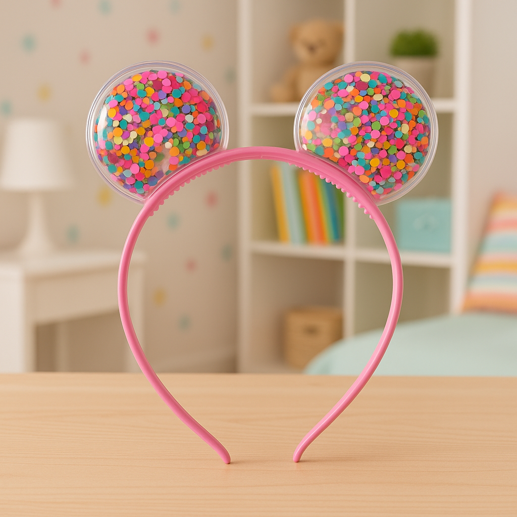 Tiara Infantil Transparente Com Glitter Colorido Dia das Crianças