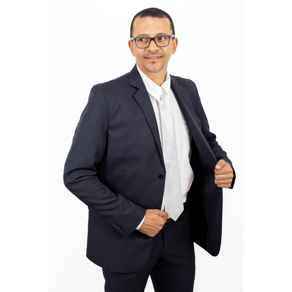 Terno Slim Oxford Preto Slim Black - Blazer + Calça - Italiano