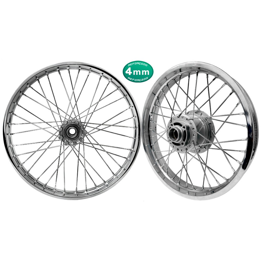 Par Roda Aro Jante Xtz 125 Montada E Alinhada C/raios 4mm