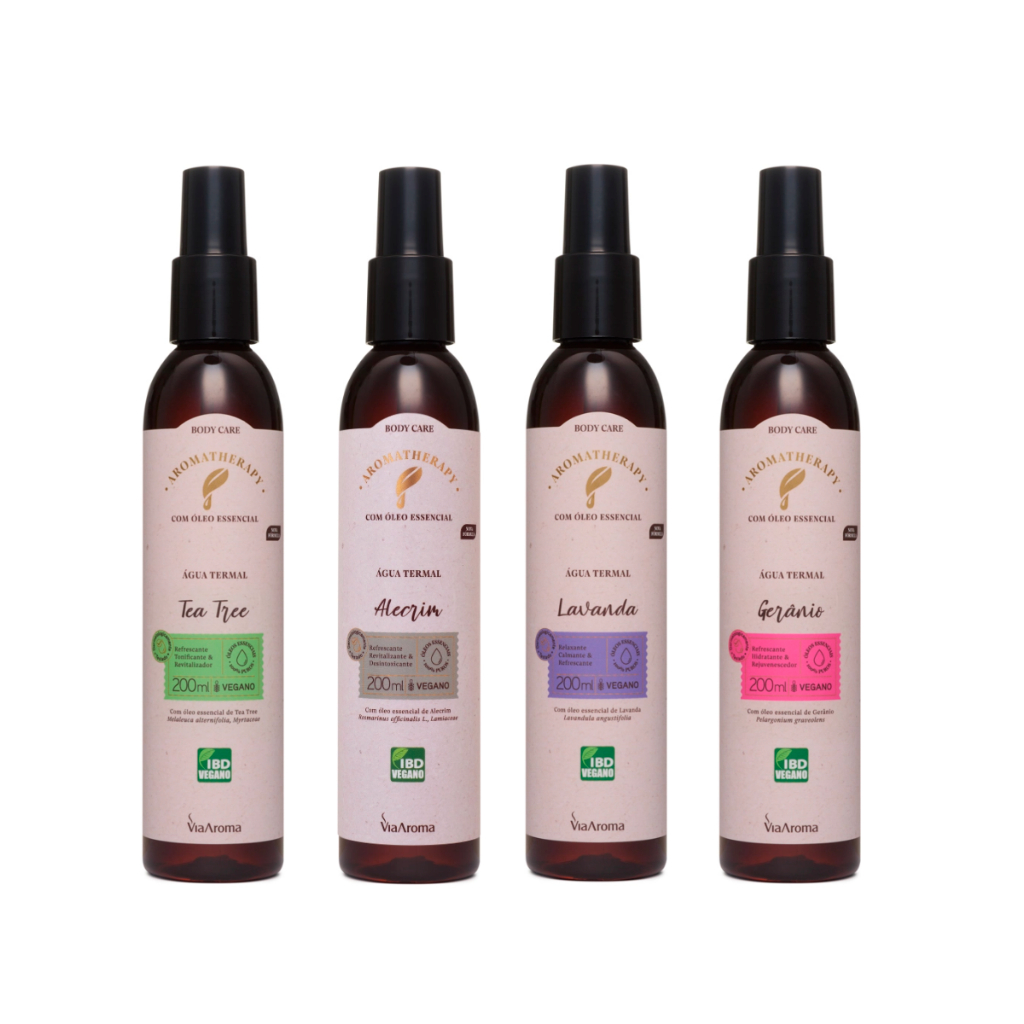 Água Termal Lavanda Tea Tree Gerânio Alecrim Detox Mulher com óleos essenciais