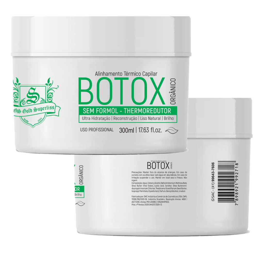 Botox orgânico Gs Gold SuperLiss 300g sem formol -redutor de volume - BTX ORGÂNICO