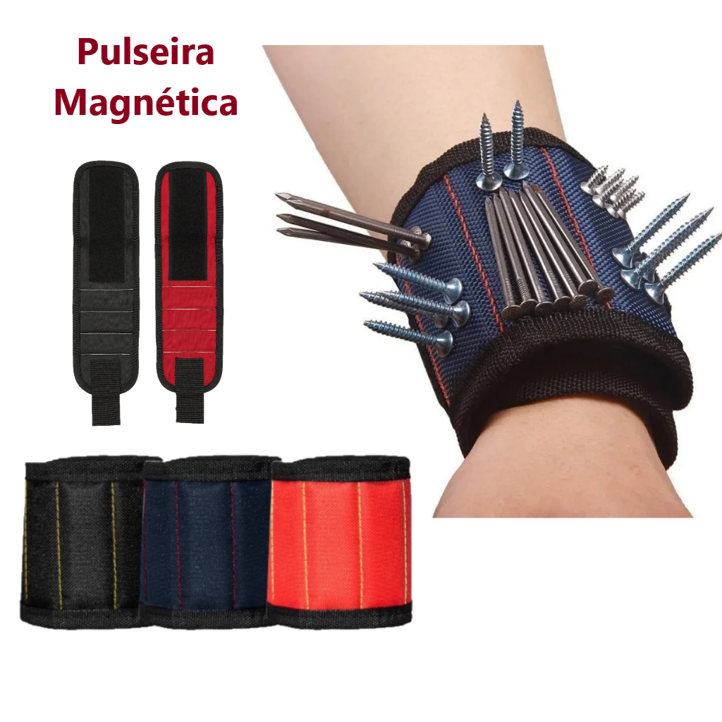Pulseira Magnética Imã Prego Parafuso Bracelete Ferramentas