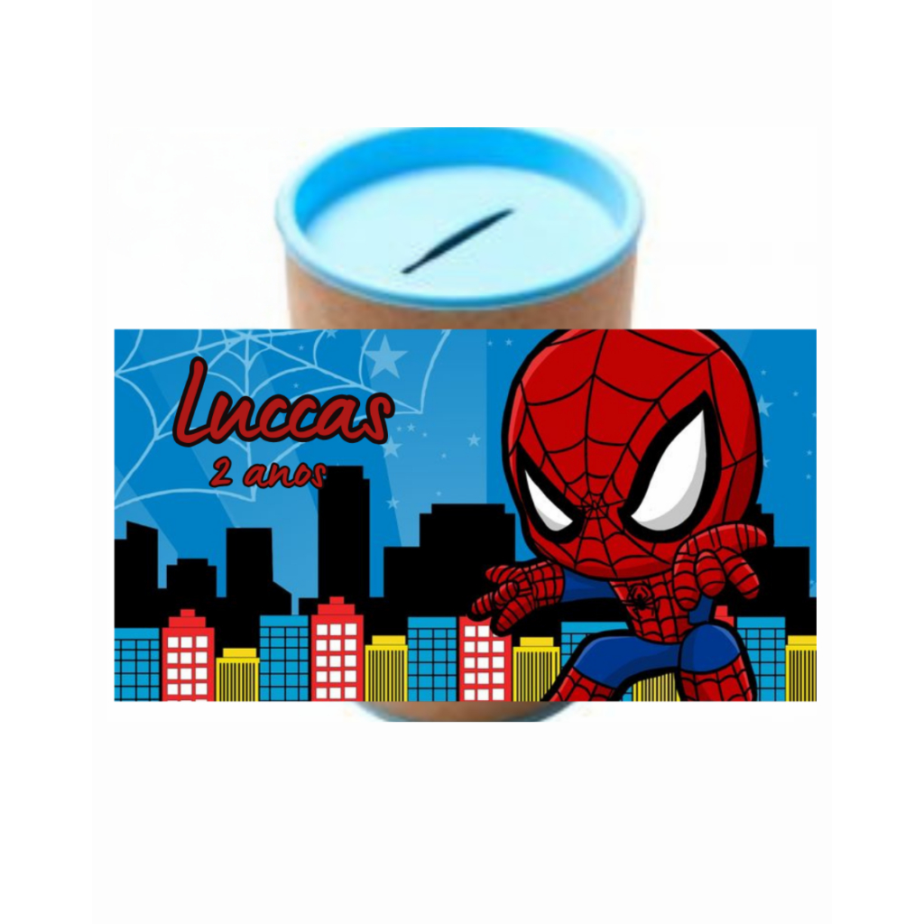ADESIVO PARA COFRINHO 9,5X6  TEMA HOMEM ARANHA - LEMBRANCINHA  DECORAÇÃO FESTA INFANTIL em Oferta na Shopee