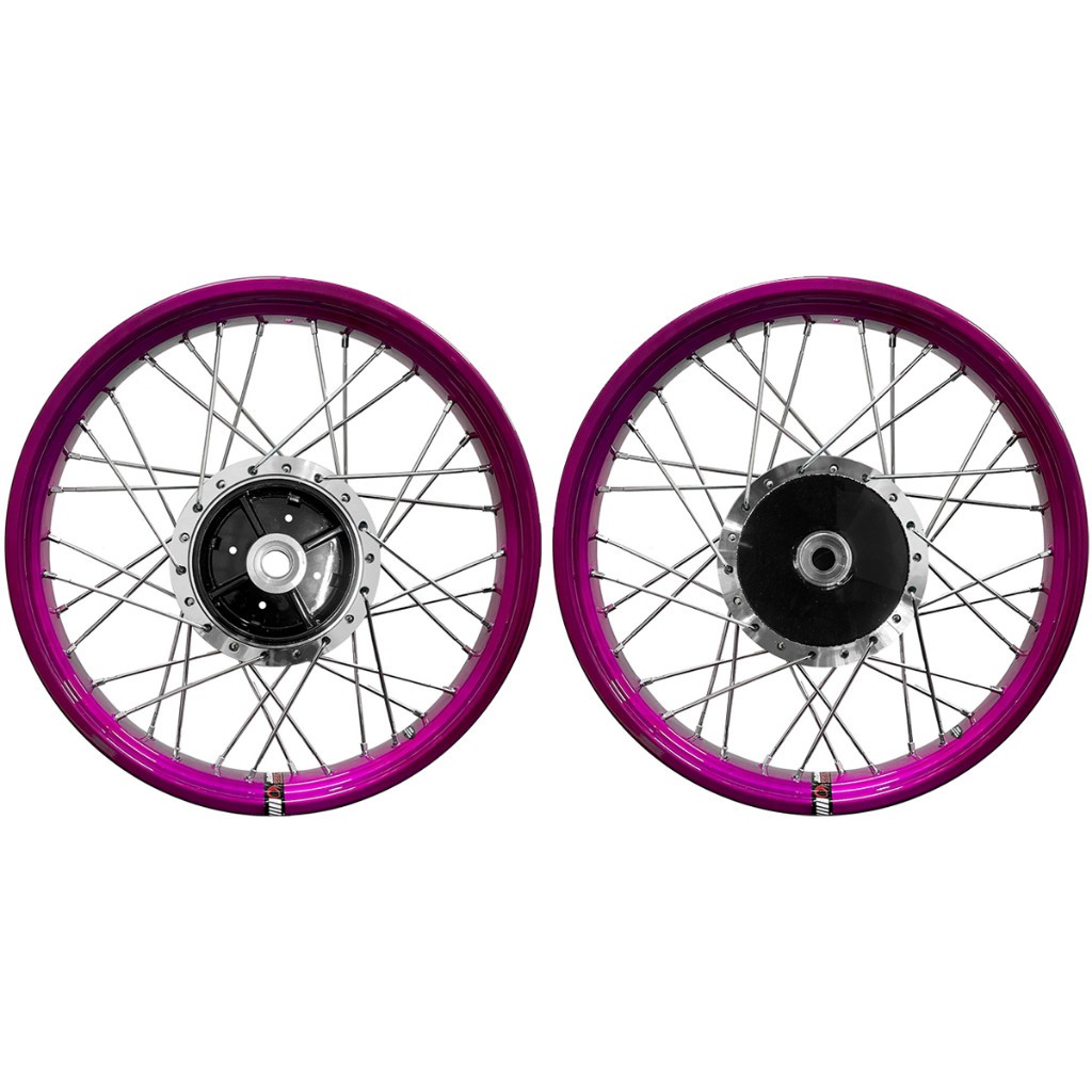 Par Roda Aro Viper Alumínio Lilas Ybr Factor Tambor Diamantado Raio 4mm Cromado Ou Inox
