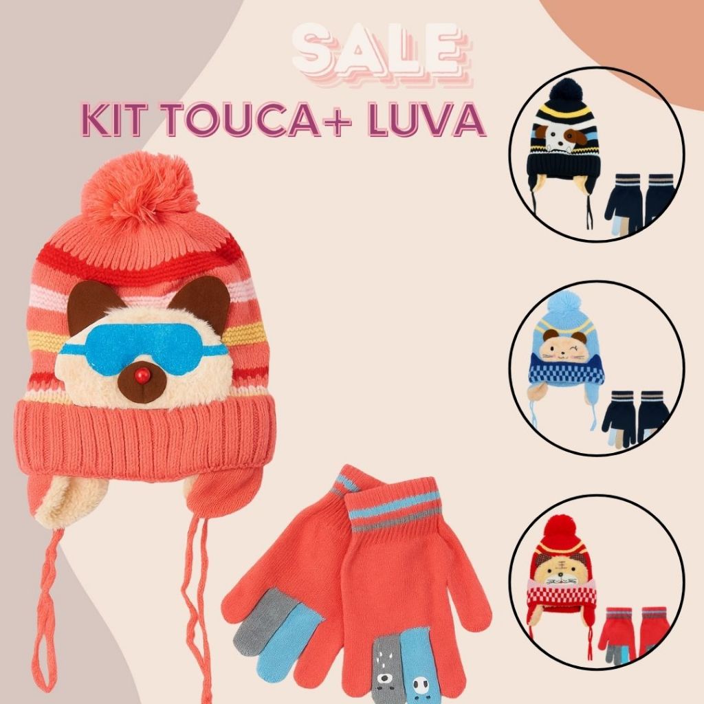 Kit Touca Infantil + Par de luvas Menina Menino Quentinha em Oferta na Shopee