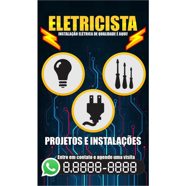BANNER FAIXA I ELETRICISTA I BANNER SERVIÇO I 40X60