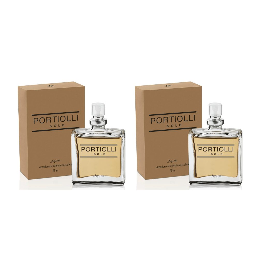Kit 2 Perfume Desodorante Colônia Masculina Jequiti Portiolli Gold – 25 ml
