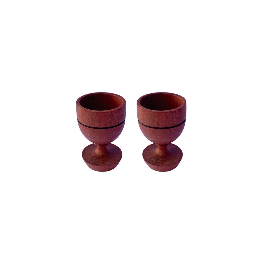 Kit 2 Taças de Cachaça 7cm em Madeira Rústica - Shot para Pinga, Coquetel, Caipirinha e Aperitivos