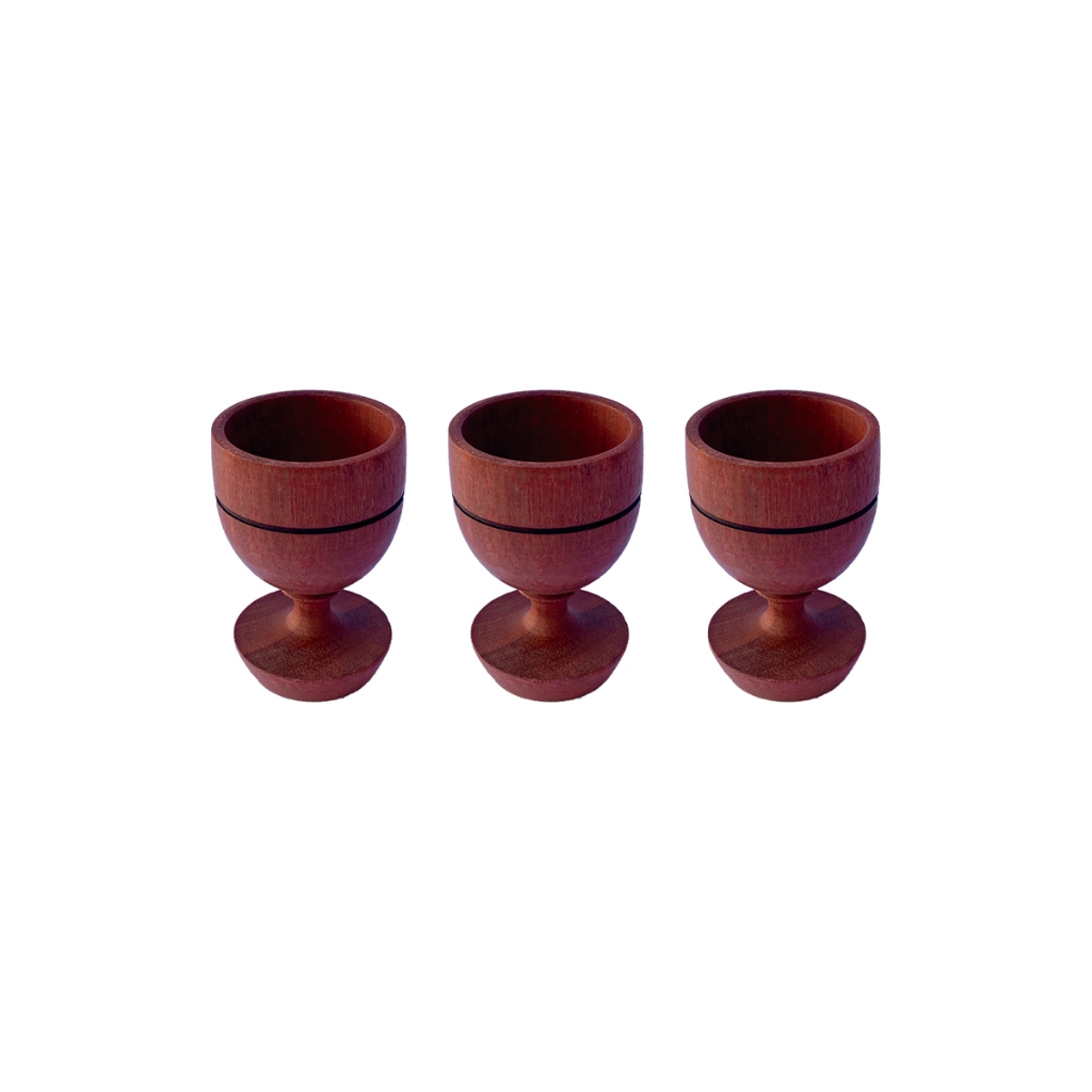 Kit 3 Taças de Cachaça 7cm em Madeira Rústica - Shot para Pinga, Coquetel, Caipirinha e Aperitivos