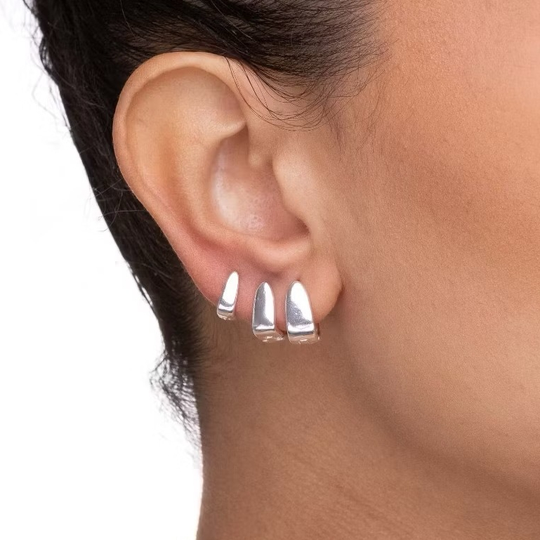 Trio Brinco Argola  Banho Prata 925 Triangular em Oferta na Shopee