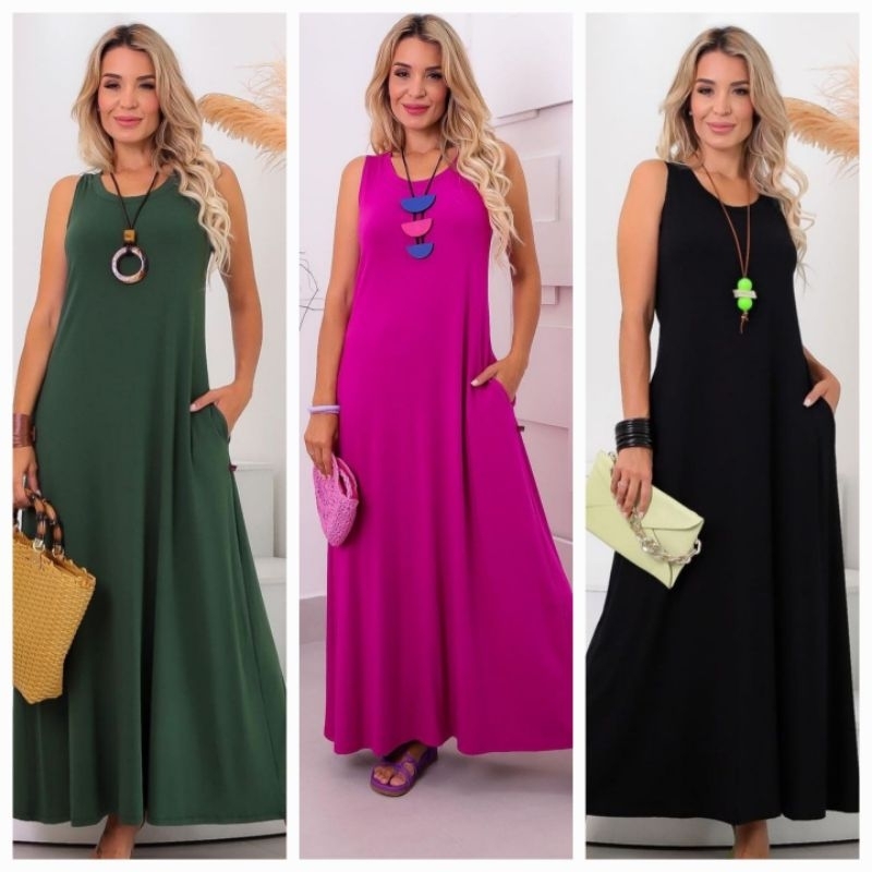 Vestido Feminino Longuete Casual Malha Soltinho Elegante Verão Outono Inverno 506