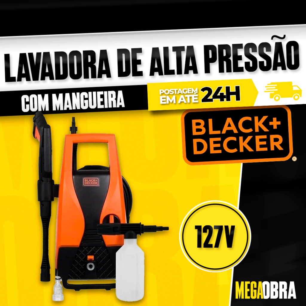 Lavadora de Alta Pressão Black+Decker 127v Elétrica Mangueira Auto Aspirante Modelo Pw1450tdl