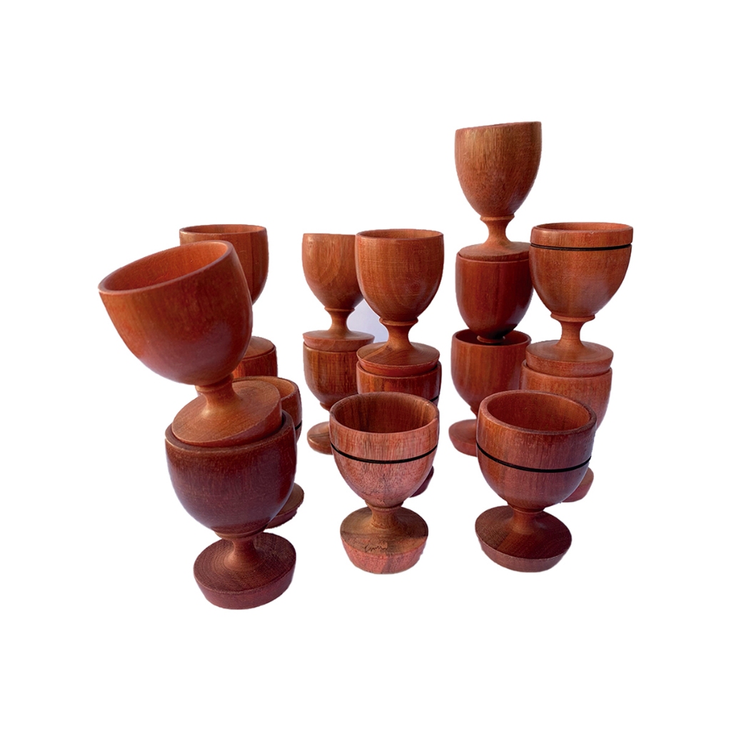 Kit 6 Taças de Cachaça 7cm em Madeira Rústica - Shot para Pinga, Coquetel, Caipirinha e Aperitivos