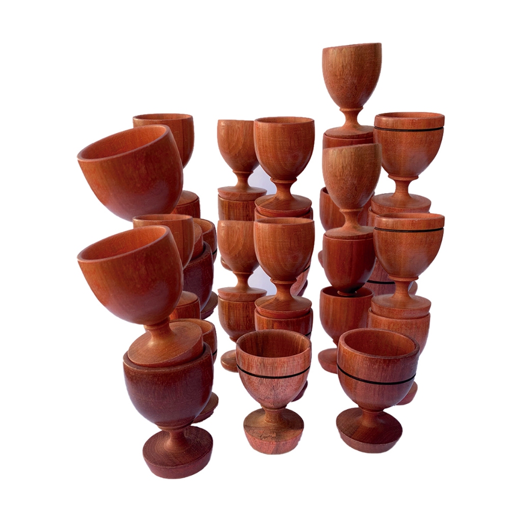 Kit 15 Taças de Cachaça 7cm em Madeira Rústica - Shot para Pinga, Coquetel, Caipirinha e Aperitivos