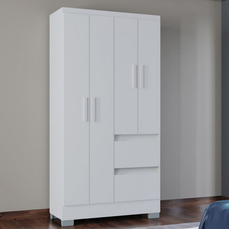 Guarda Roupa Solteiro Nápoles com 4 Portas e 2 Gavetas - Marca: Poquema em Oferta na Shopee