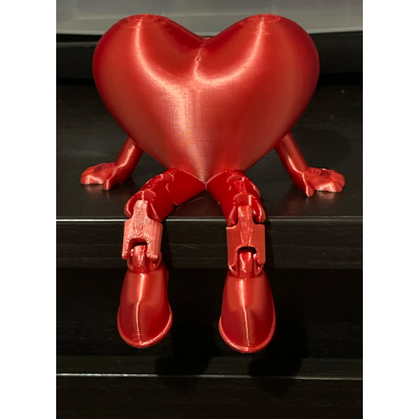 Kit com 3 Itens Articulados em Impressão 3D - Coração com Pernas - Coração Caixinha - Morango Coração