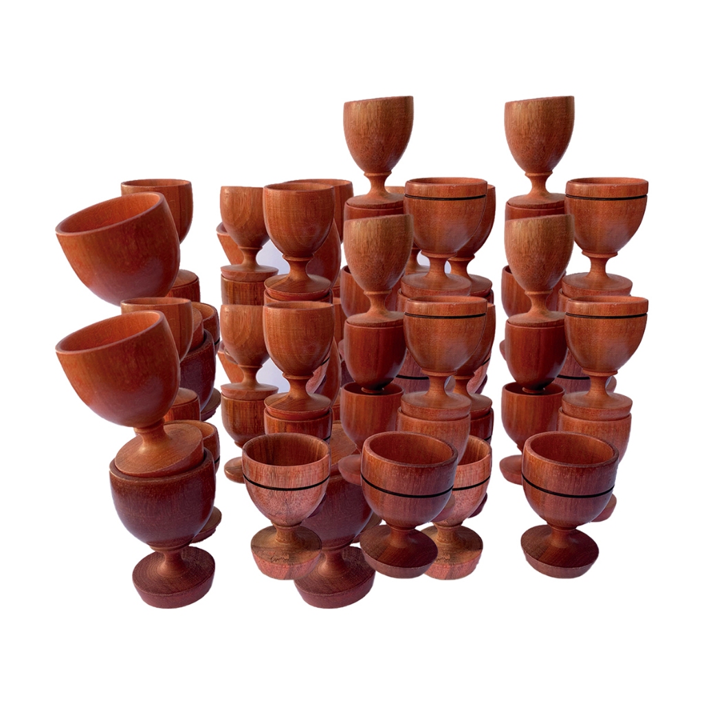 Kit 100 Taças de Cachaça 7cm em Madeira Rústica - Shot para Pinga, Coquetel, Caipirinha e Aperitivos