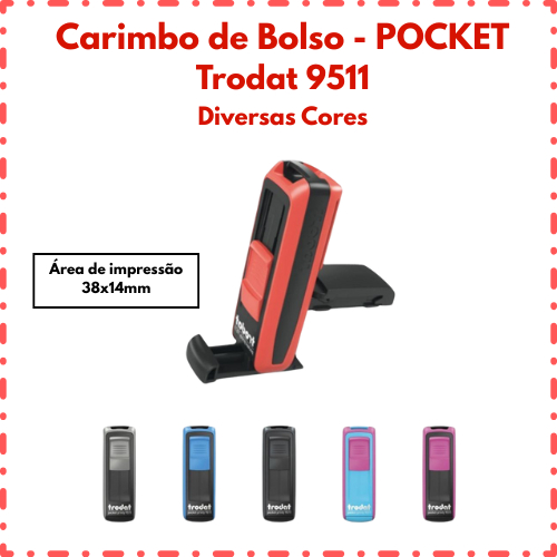 Carimbo de Bolso TRODAT – 38x14mm – Várias Cores - Pocket - Personalizado