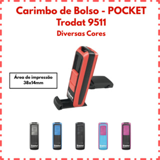 Carimbo de Bolso TRODAT – 38x14mm – Várias Cores - Pocket - Personalizado em Oferta na Shopee