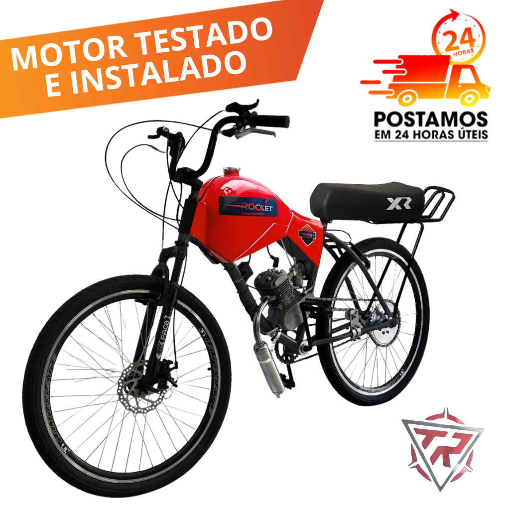 Bicicleta Motorizada 80cc Coroa  Freio a Disco Banco Xr Carenada Vermelho ARO 29 DIANTEIRO (MONTADA) em Oferta na Shopee