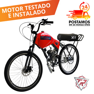 Bicicleta Motorizada 80cc Coroa  Freio a Disco Banco Xr Carenada Vermelho ARO 29 DIANTEIRO (MONTADA) em Oferta na Shopee