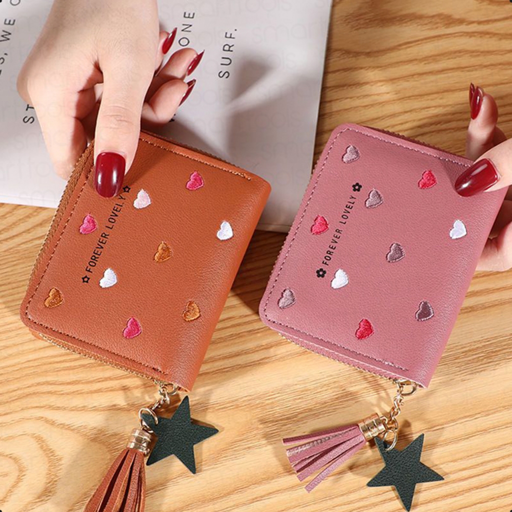 Carteira Feminina De Couro PU Simples Com Múltiplos Espaços Porta-Cartões Mini Carteira