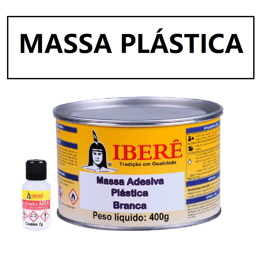Massa Plástica Iberê Branca 400g + Catalisador - Cola Cuba Marmore Granito Pia Calhas