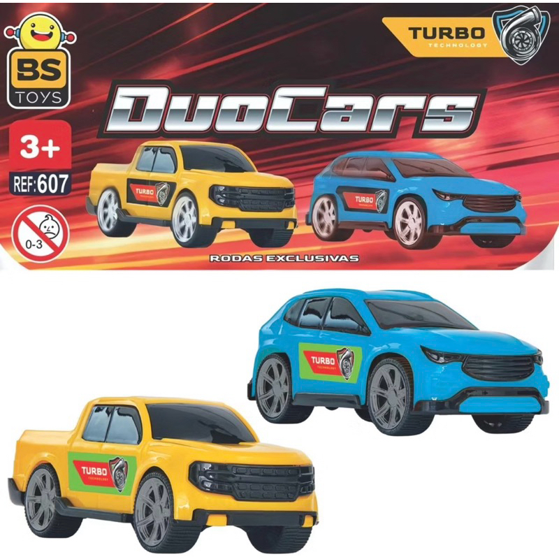 kit com 02 Mini Carrinhos Duo Cars Roda Livre